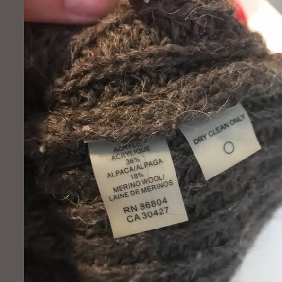 MAGASCHONI Funnel Neck Cardigan Sweater Brown Open Knit Layering Soft - Picture 8 of 9